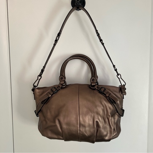 COACH Madison Sophia Satchel Purse Bag Metallic Pewter 15960 Vintage Stagecoach - Picture 2 of 13